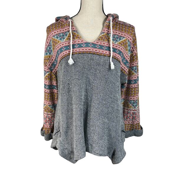 Anthropologie Saturday Sunday Medium Lesia Sweatshirt Hoodie Pullover 3/4 Sleeve - Picture 1 of 12
